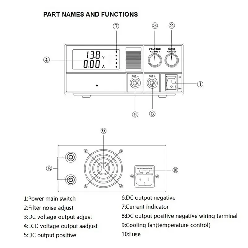 For QJE PS30SWIV Power Supply 13.8V 30A Adjustable Linear Power Supply DC Communication Switching Power Supply EU Plug
