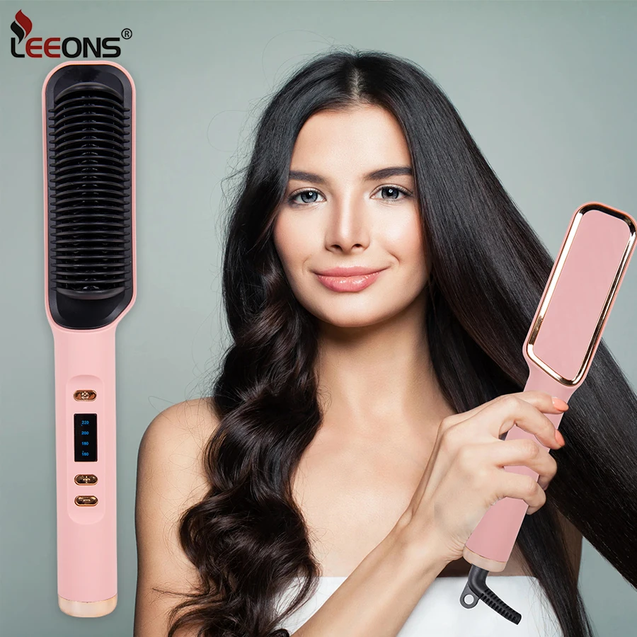 Leeons Heating Comb Straightener Hair Straightener Professional Original Hot Comb Straightener For Wigs Straightening Brush 1Pcs