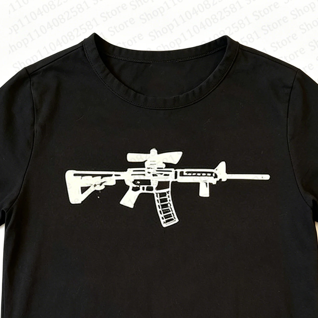 2000s gun print cute baby T-shirt Harajuku short sleeved slim fit T-shirt fashionable summer electronic girl crop top Y2K  emo