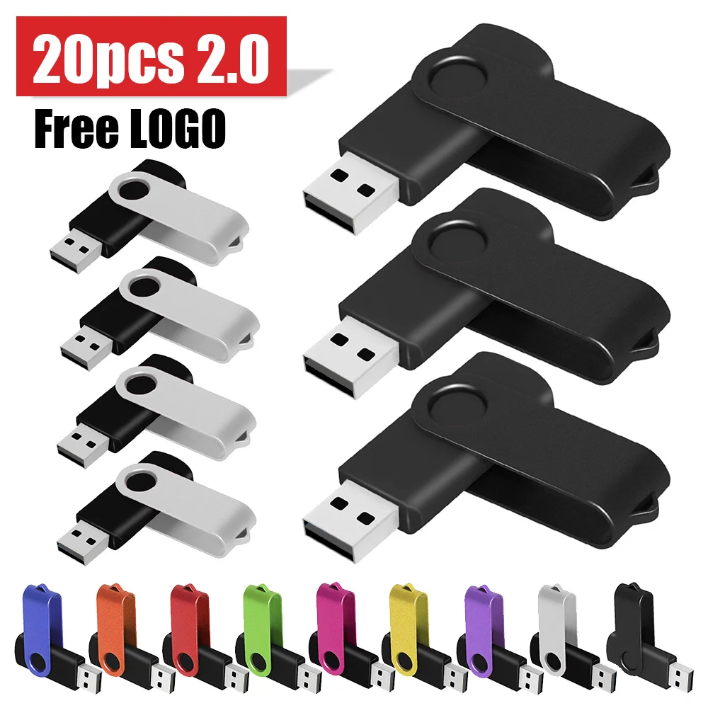 

20pcs/lot Free Logo USB 2.0 Flash Drive Pen Drive 4GB 8GB 16GB 32GB 64GB Pendrive Waterproof Metal U Disk Memory Stick Cle USB