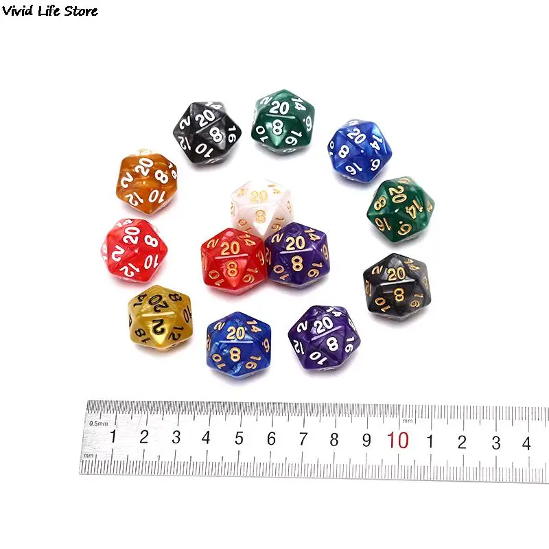 1PC Durable Pearlized D20 Dice Acrylic 20 Sided Dice For Board Game Entertainment Supplies Multiplayer Game Dice