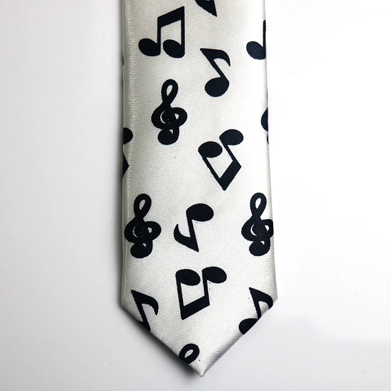 Novelty Mens 5cm Polyester Tie Skinny Musical Neckties Piano Notes Guitar Printed Colorful Cravat Wedding Party Ties Suit Gift