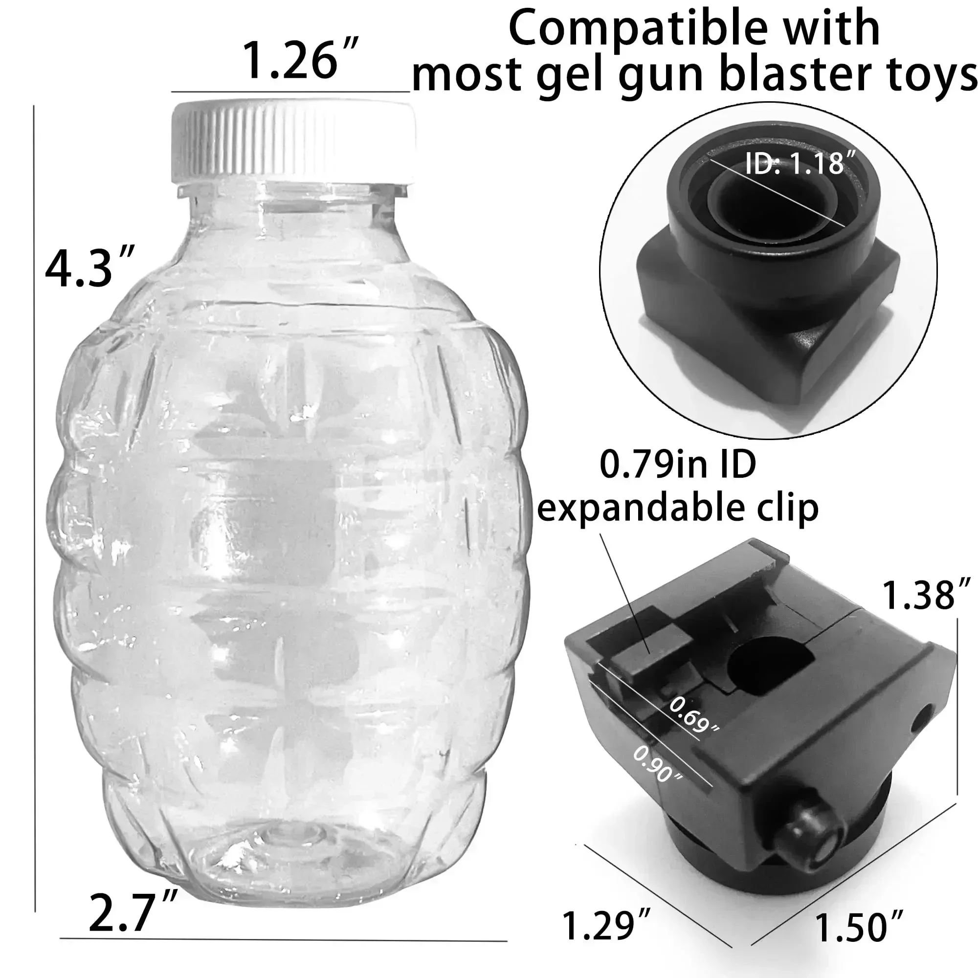 ボトルアダプター付きBGelボール弾、水鉄砲用詰め替え弾、無毒ウォーターゲルビーズおもちゃ、マジッククリスタル