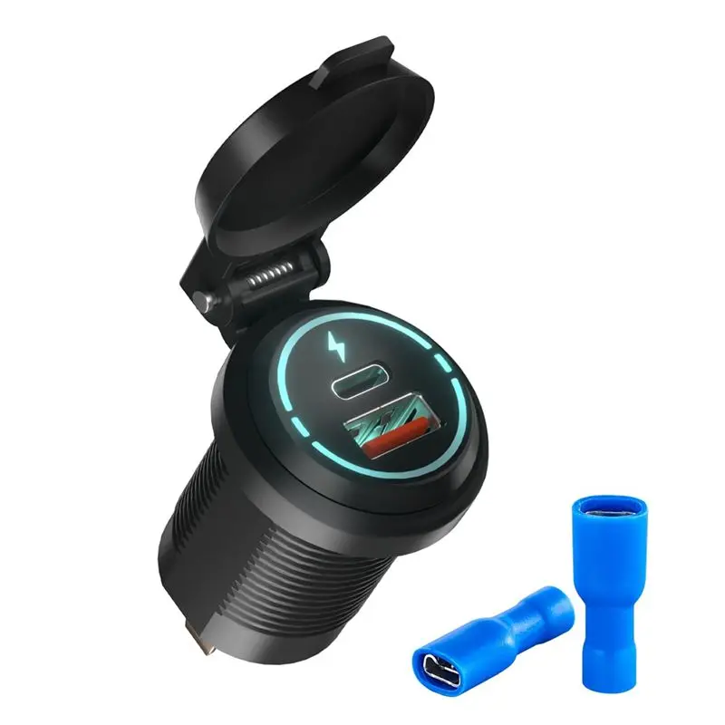 

Durable-PD+USB Socket Waterproof Marine Power Socket For Marine, Boat, Motorcycle, Truck, Golf Cart