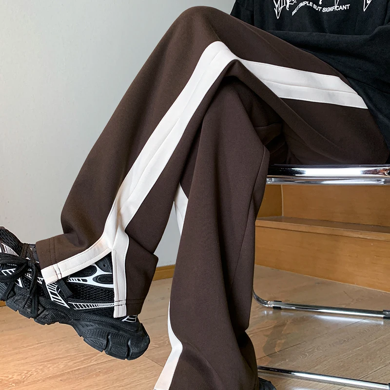 

American Retro Men's Casual Pants Spring Autumn New Sle Loose Straight Leg Oversize Large Size Slit Sweatpants