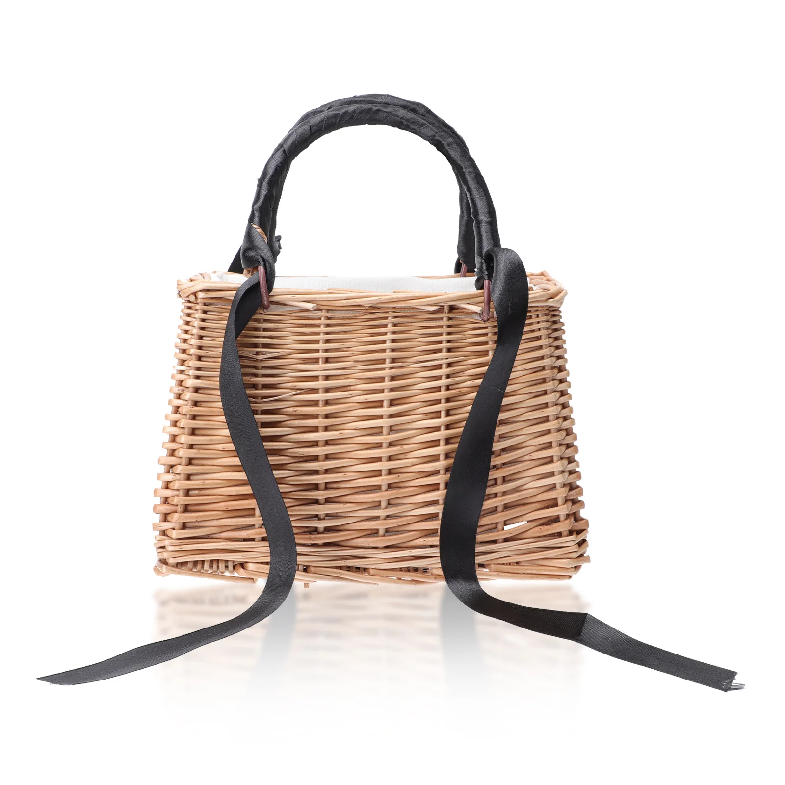 Small Rattan Flower Basket Woven Decorative Storage Container Portable Handmade Gift Basket Wedding Banquet Delicate Woven Bag