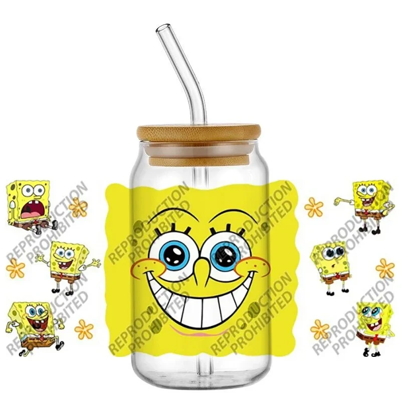 Cute Cartoon Animation Series 16oz UV DTF Cup Wrap Libbey Glass Beer Can Tumbler Transfer Stickers Waterproof Cup Wraps