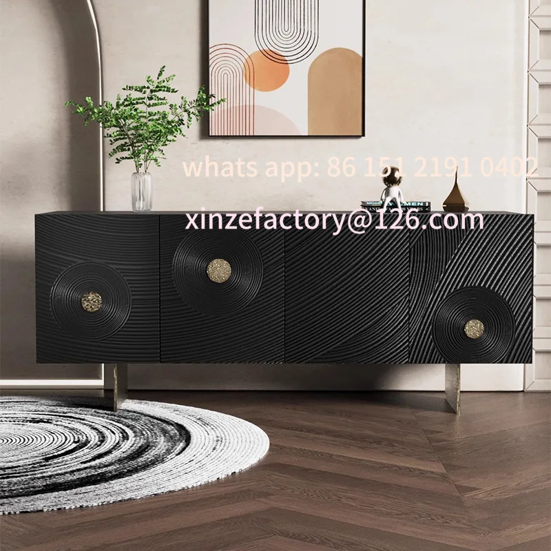 

Customizable Nordic retro light luxury minimalist wood carving flower chest