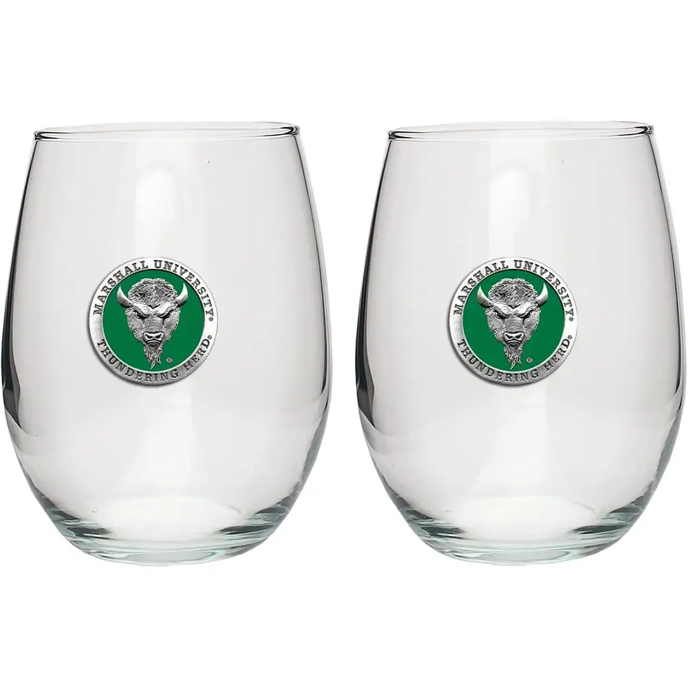 

Set of 2, 15 oz Stemmed Glass Goblets | Handcrafted Pewter Glass Wine Glasses