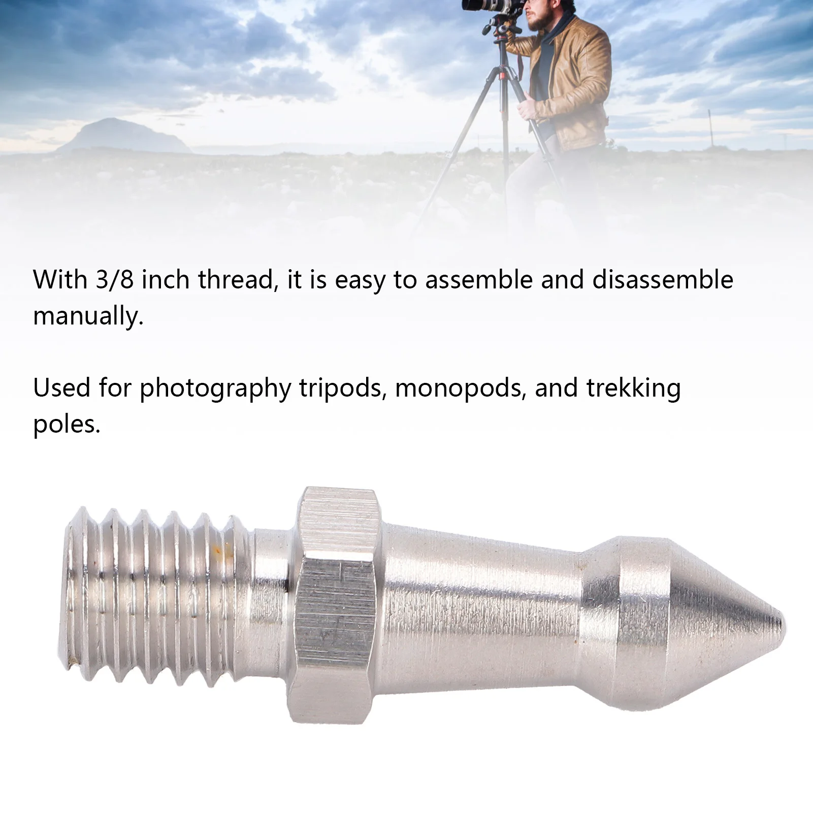 3/8 Inch Spike Feet 3/8 Inch Stainless Steel Spike Feet Camera Tripod Spikes Replacement for Monopod Tripod Camera Tripod Spikes