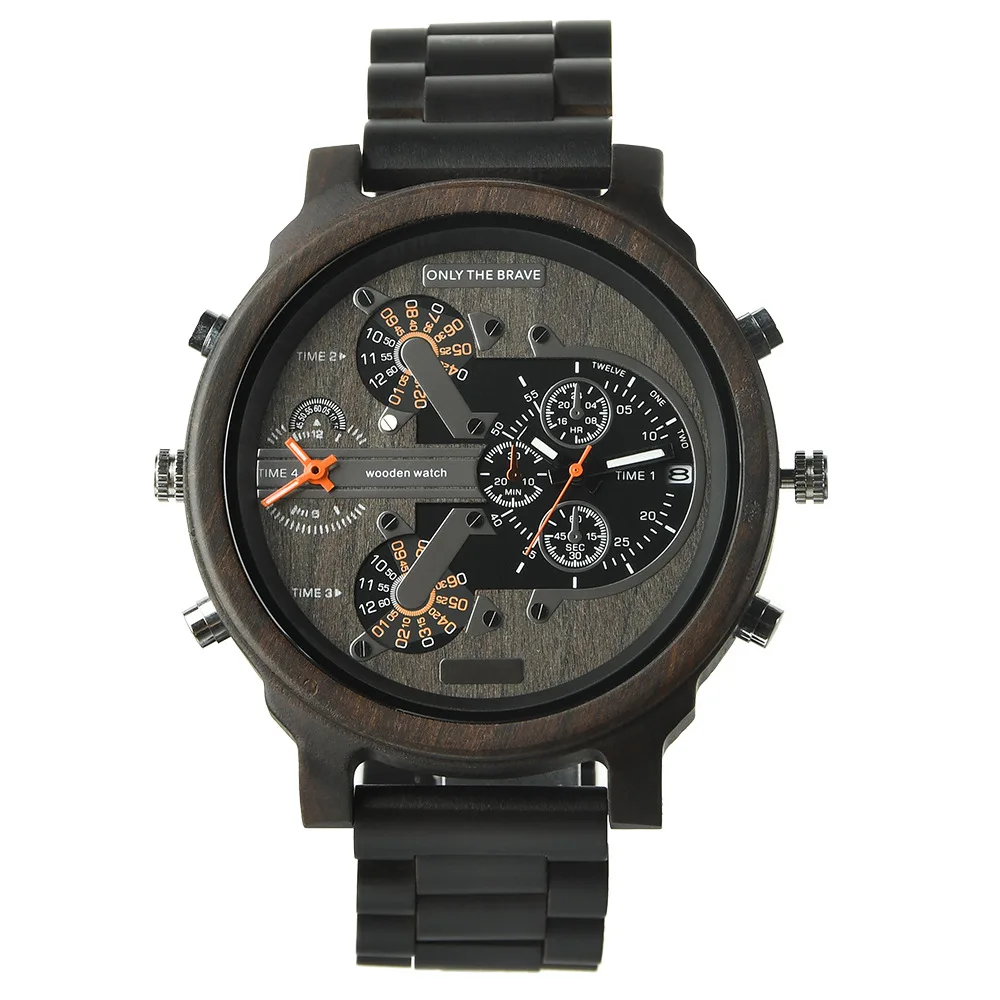 

Multifunctional Men's Quartz Watch Ebony Zebra Wooden Wristwatch Fashion Timepiece Reloj