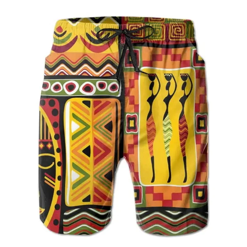 

Vintage Men Swim Shorts 3D Print African Mask Tribal Pattern Beach Board Shorts Swimsuits Mens Quick Dry Sports Surffing Trunks