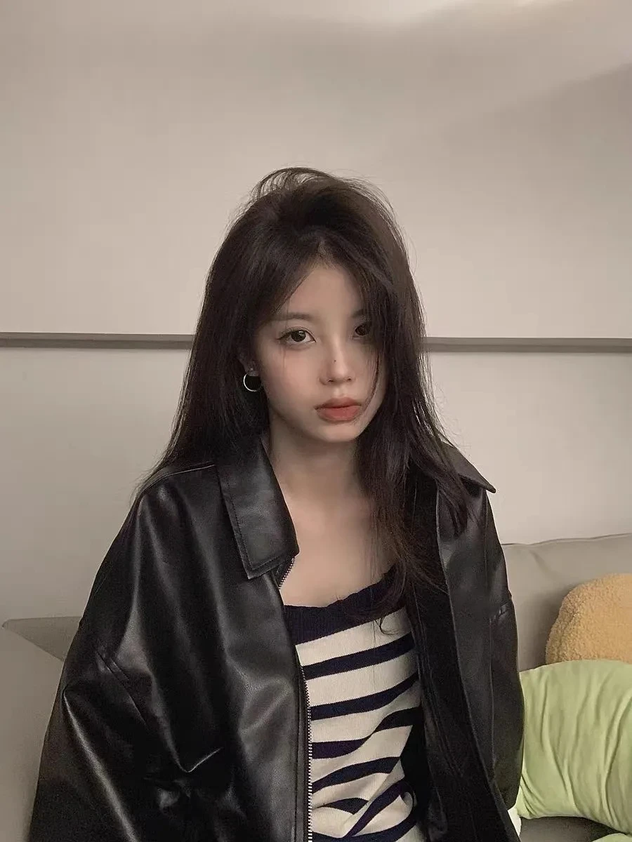 Vintage ins China-Chic Motorcycle Leather Coat Women's Spring and Autumn 2025 New Loose Casual Maillard Design Top