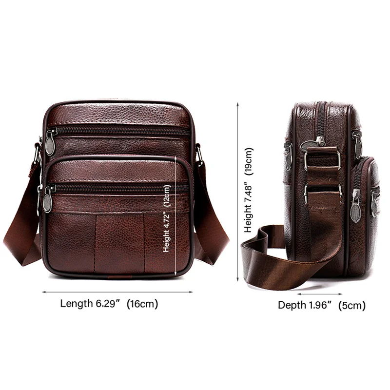 Bolso de hombro de piel auténtica para hombre, bandolera informal con correas ajustables, regalo, gran oferta, 2024