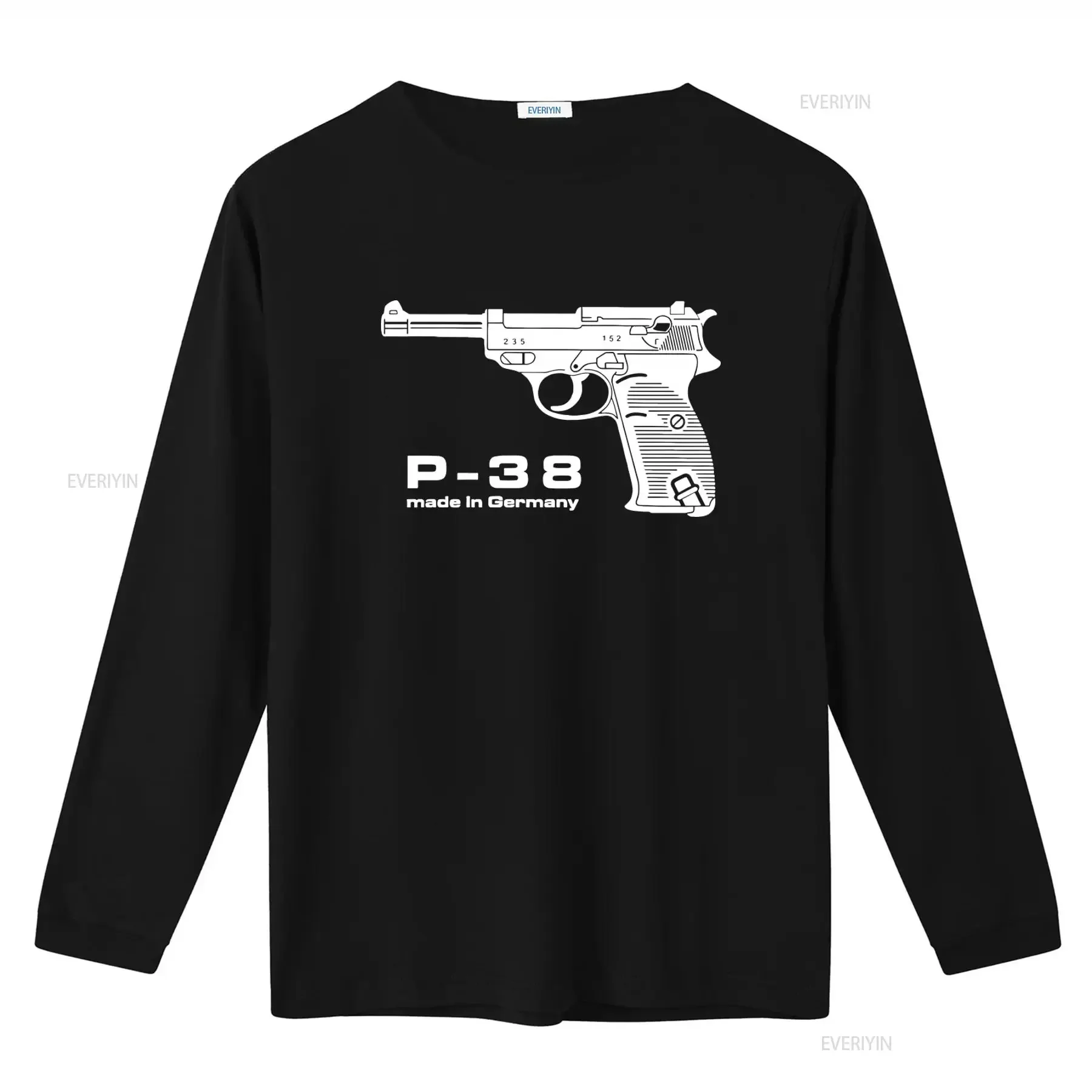 Walther P38 T Shirt for Men Made in Germany Style Print vintage Washed homme Soft fashion graphic Versatile Casual Stylish