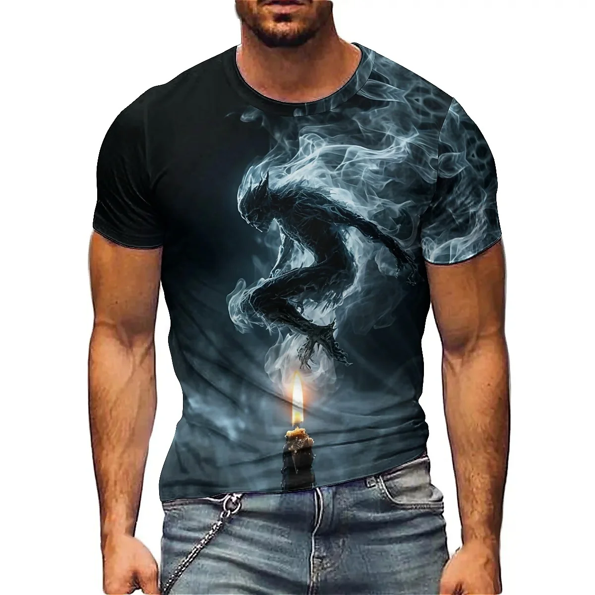 

Men's 3D Printed Short Sleeve T-Shirt - Christmas Geometric Abstract, 3D Holiday Gift Tee