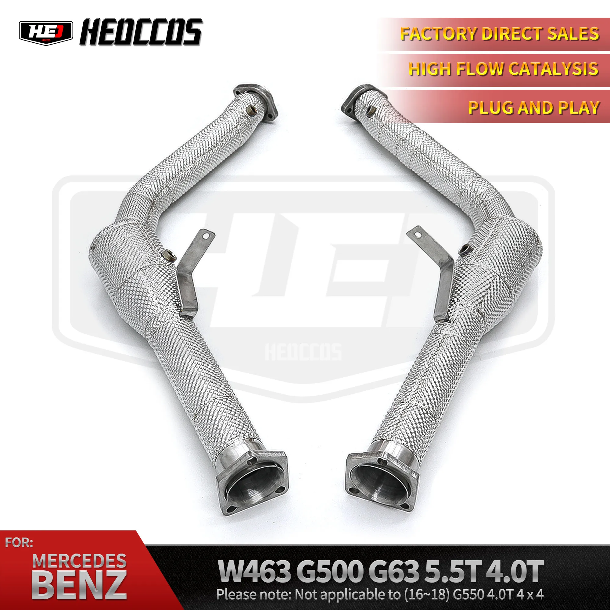 

HEO Performance 304SS Exhaust Downpipe for Mercedes Benz W463 G65 G63 G500 4.0T 5.5 6.0L 2013-2018
