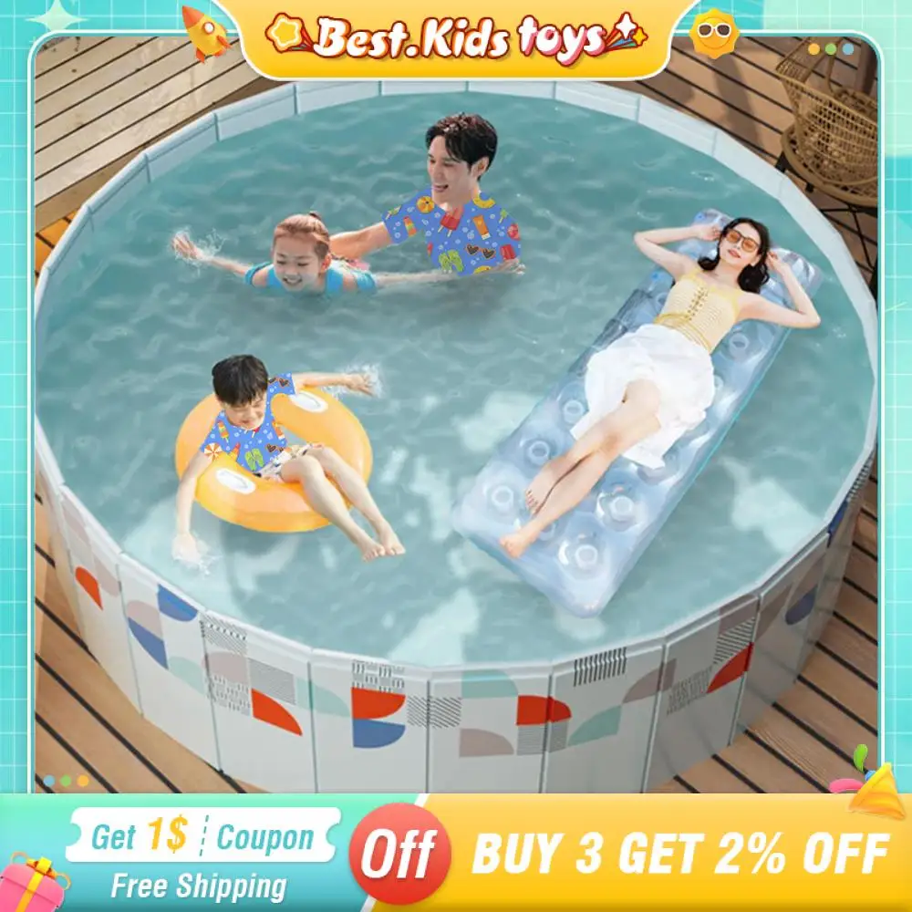 حمام سباحة كبير غير قابل للنفخ مع مظلة قابلة للطي من مادة PVC للعائلة والمنزل والحديقة الخارجية والفناء الخلفي والحمام والرياضات المائية وحمام السباحة #1