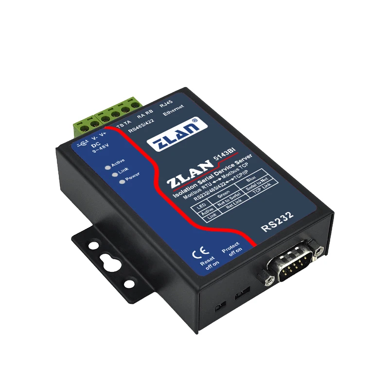 RS232 RS422 RS485 to Ethernet Converter ZLAN5143BI IOT Modbus RTU to TCP Device Communication & Networking Product