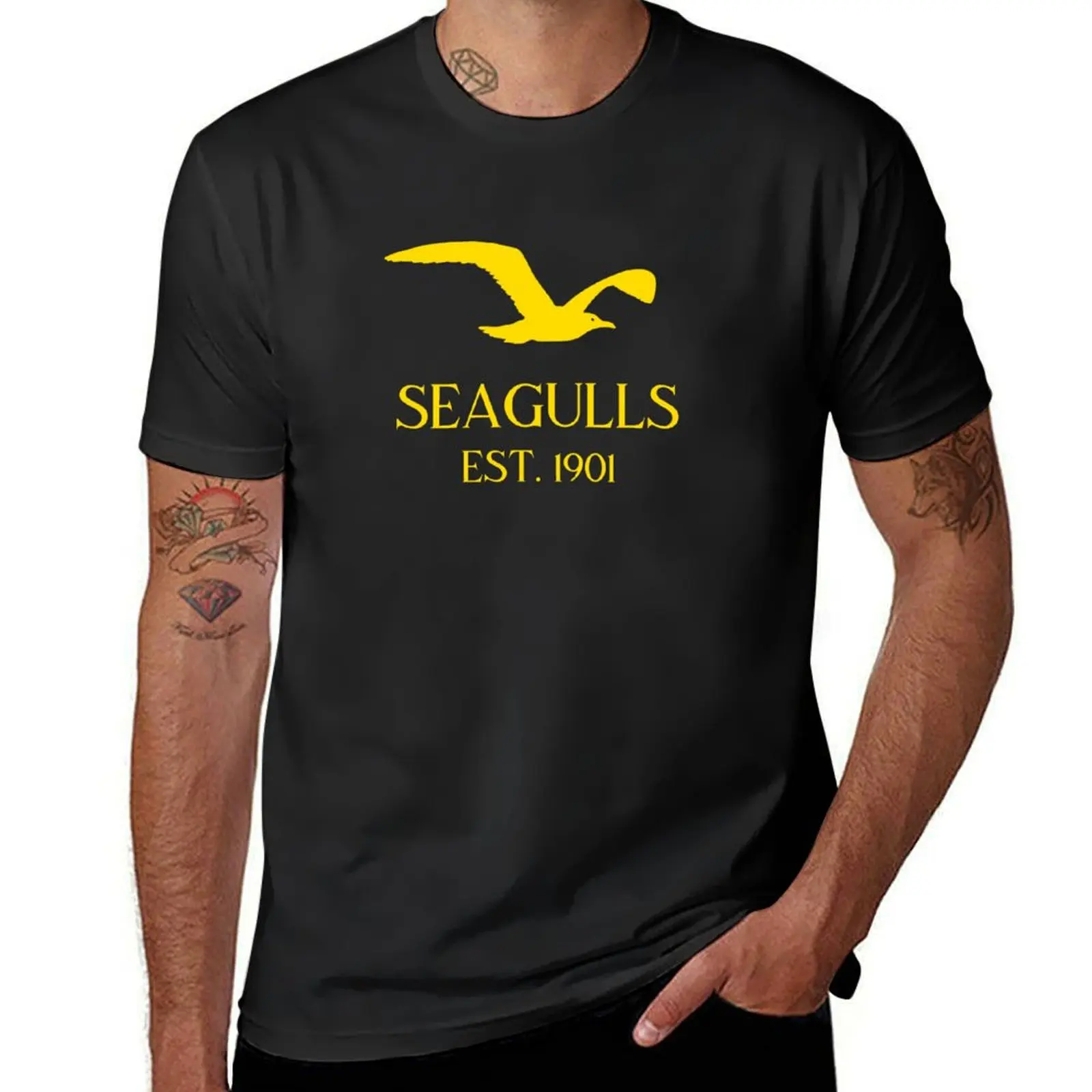 Seagulls Yellow T-Shirt cute tops plus size tops quick drying oversized t shirts for men