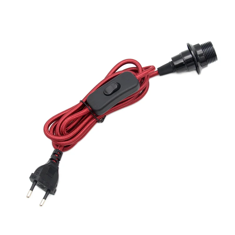 AC 220V European Plug Power Cords Fabric Braided Cable With Switch E14 Screw Bulb Lamp Holder for DIY Hanging Light Table Lamp