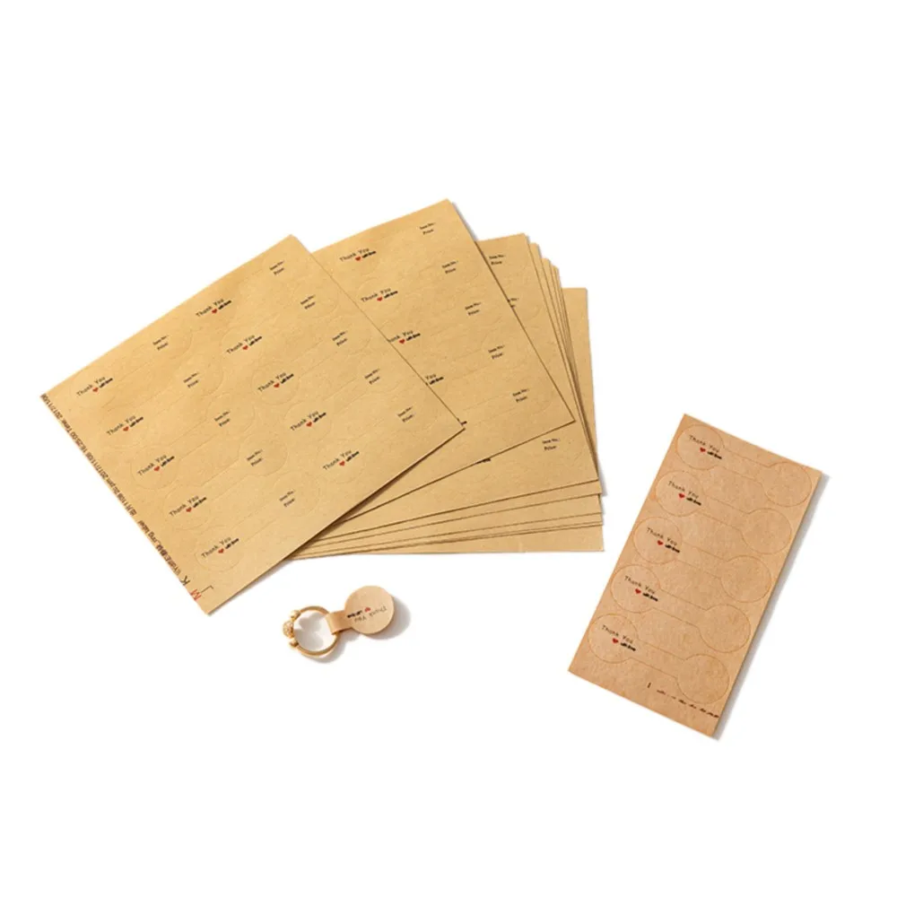 100Pcs/Lot Portable Jewelry Price Tag Brown Self Adhesive Barbell Stickers DIY Necklace Ring Bracelet Earring Jewelry Packaging