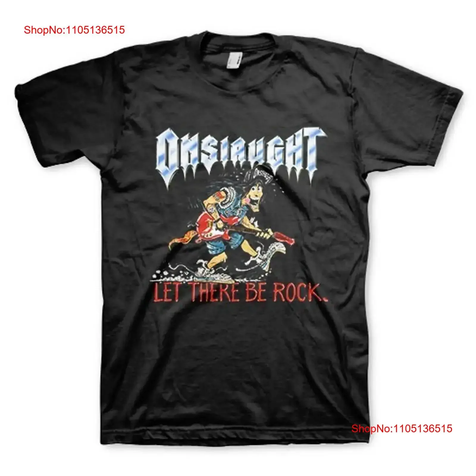 Vtg ONSLAUGHT Band Let There Be Rock For Fans Camiseta de algodón pesado vintage lavado suave Top para uso diario streetwear