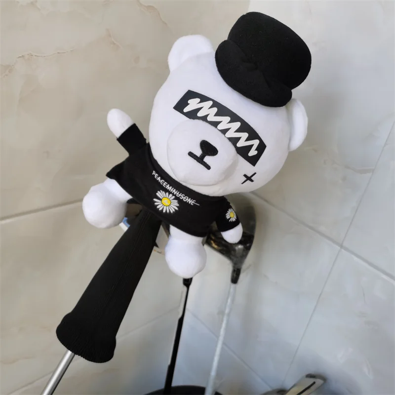 Chrysanthemum Bear Golf Wood Head Cover Plush Golf Driver Fairway Wood Headcover For Man Women