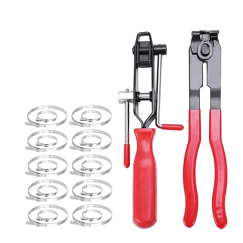 

A24F-2Pcs CV Boot Clamp Pliers Set With 20Pcs Crimp Bands, Joint Boot Clamp Crimp Pliers, Hose Band Axle Pliers Car Banding