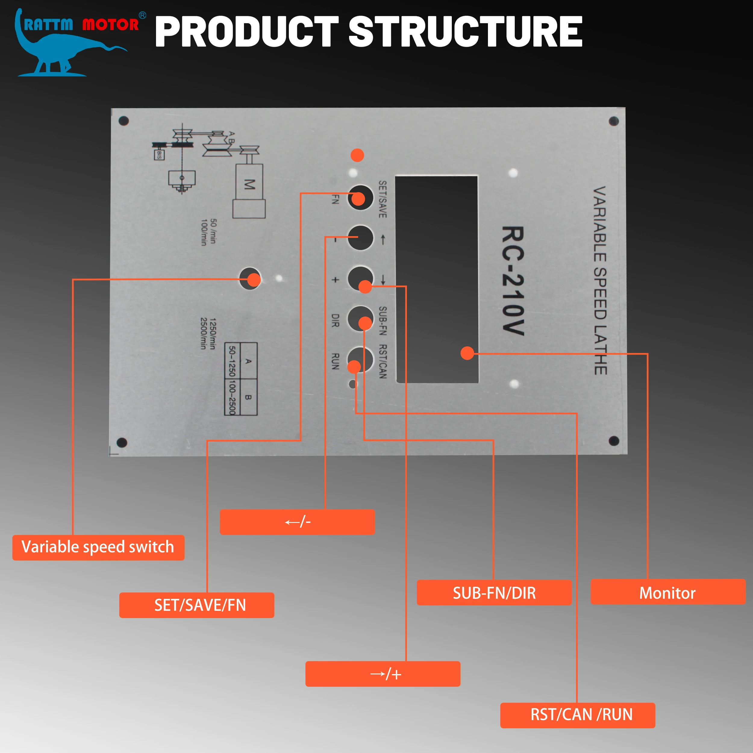 Thread lathe control panel For Lathe Electronic Leadscrew Aluminum lathe control panel WM-210V CD-210V MX-210V