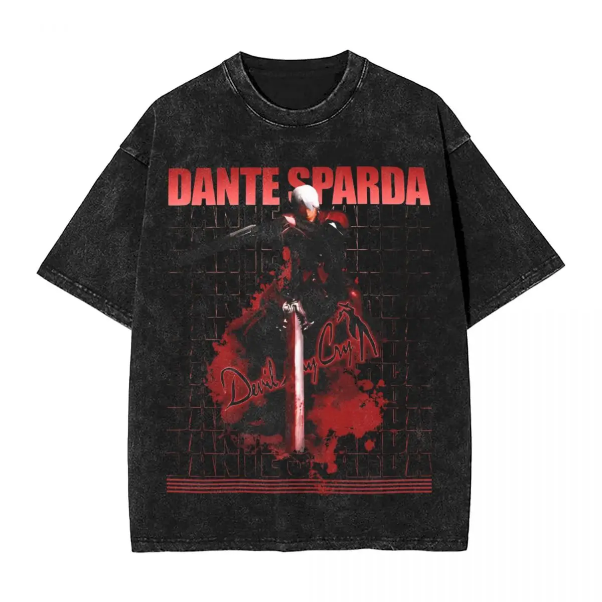 Dante Sparda Devil May Cry Washed T Shirts Streetwear Retro T-Shirts Game Tees for Men Women Short Sleeve Harajuku Printed