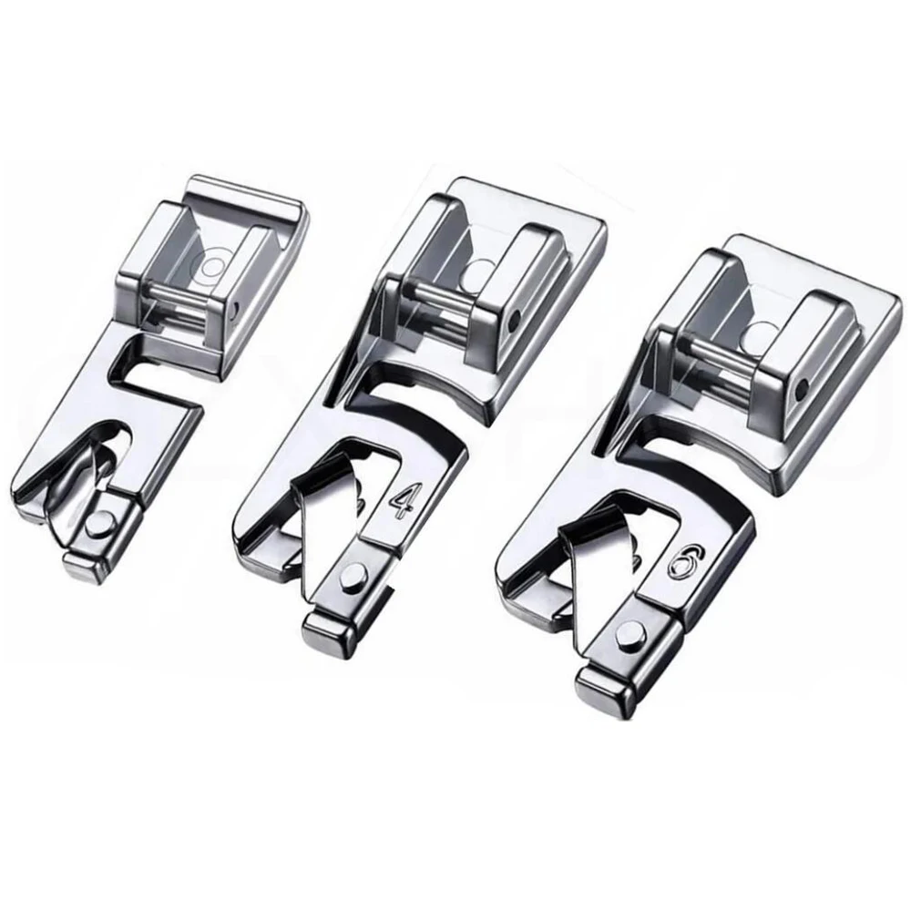 3 PCS Narrow Rolled Hem Sewing Machine Presser Foot Set for Household Multi-Function Sewing Machines Accessories (3mm, 4mm, 6mm)