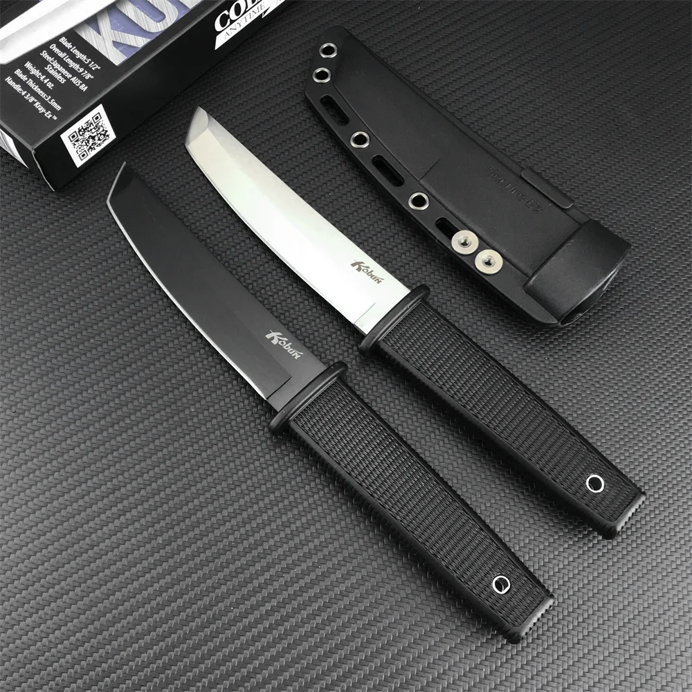 Cold Kobun Survival Fixed Tanto Blade Knife AUS 8A Blade with Kydex Sheath Army Tactical Straight Knives Hunting Protable Tool