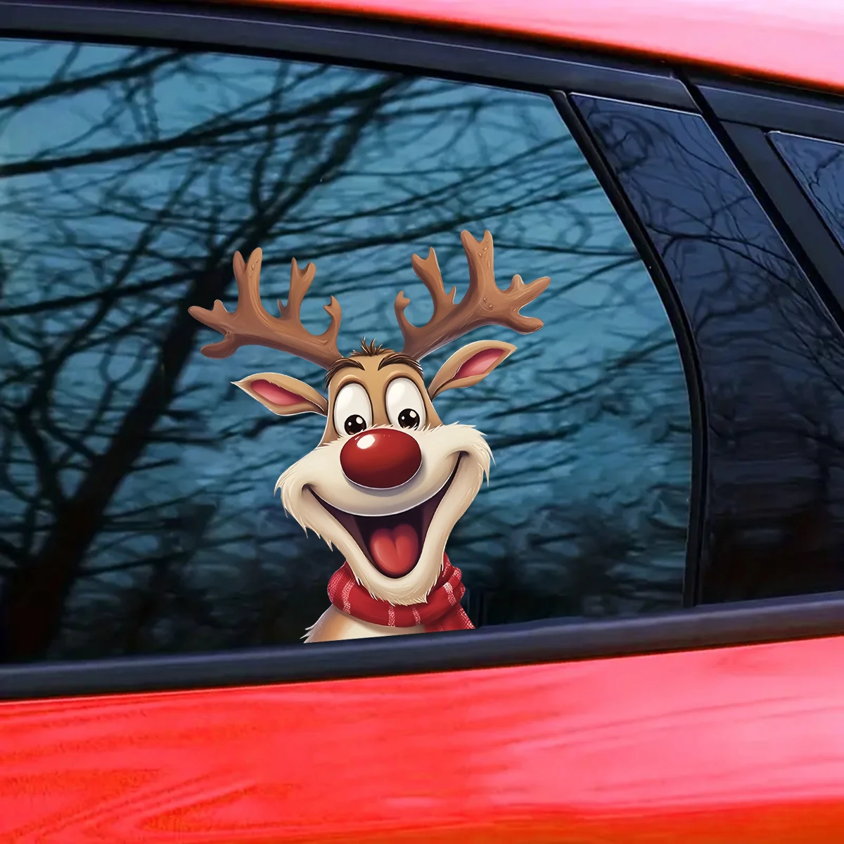 2PCS Christmas themed car stickers, cute reindeer window stickers for vehicle decoration