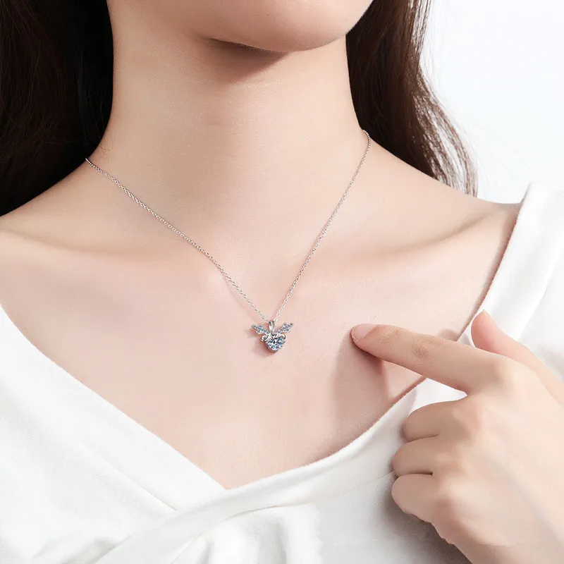 925er Sterlingsilber, schlichter und modischer vierzackiger 1 Karat 2 Karat Mosambik-Diamant-Hirsch-Anhänger, Schmuck, Geschenk