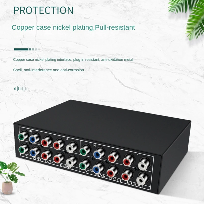 3 Channel 5 RCA Ypbpr Selector AV Switcher 3 In 1 Output Ypbpr Component RGB Switcher