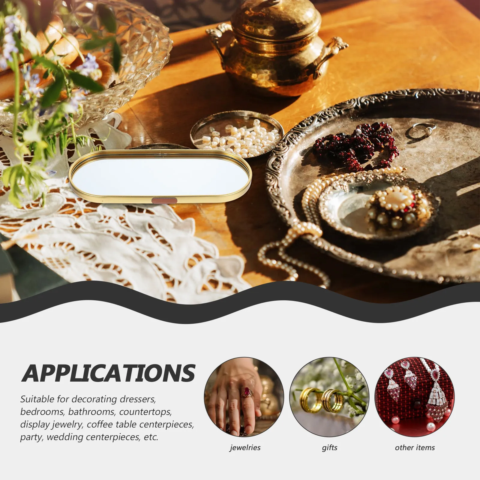 صينية مرآة زخرفية عتيقة لتنظيم - مراجعة Decorative Mirror وسعره