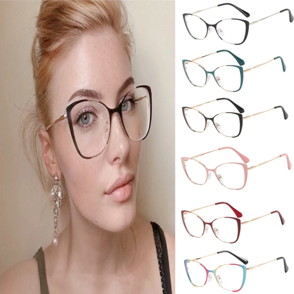 New Retro Cat-Eye Frame Glasses 2023 Large Frame Anti-Blue Light Flat Mirror Reading Eyeglasses Concave Shape Glasses Frame