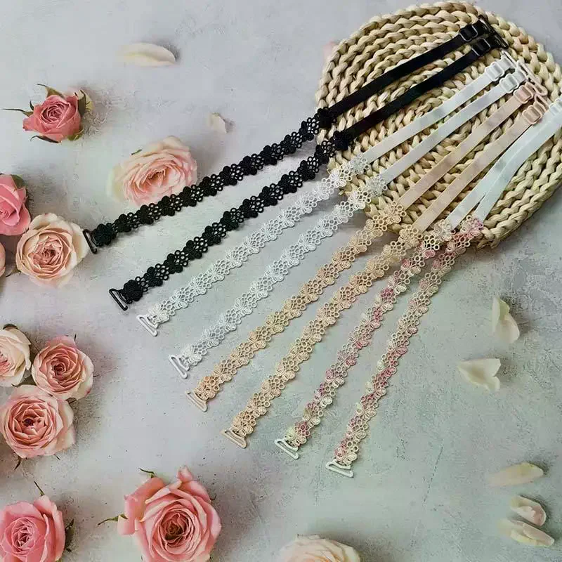 Women Fashion Embroidered Bra Shoulder Straps Hollow Out Replacement Straps Comfortable Underwear Accessory For Daily Wear 1Pair