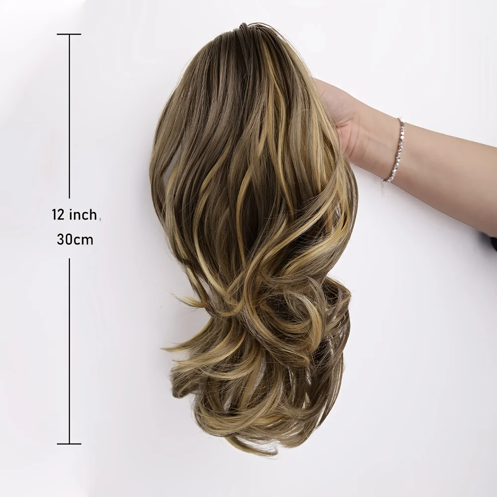 12inch Short Curly Claw Ponytail Extension Clip In on Hairpiece with Jaw/Claw Synthetic Fluffy Pony Tail For Women Girls