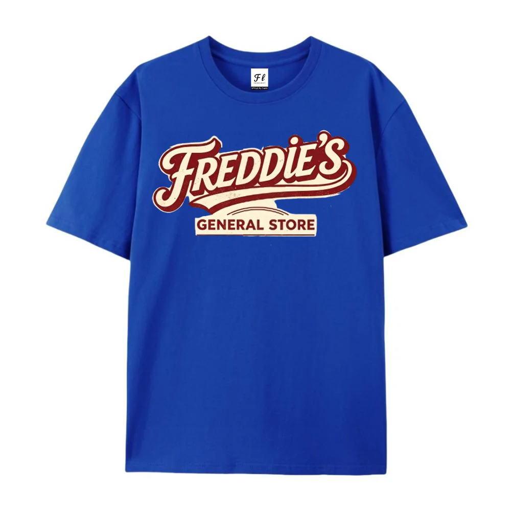 Women Men Freddies General Store Retro White Graphic Print Oversized T Shirt Vintage Streetwear ﻿