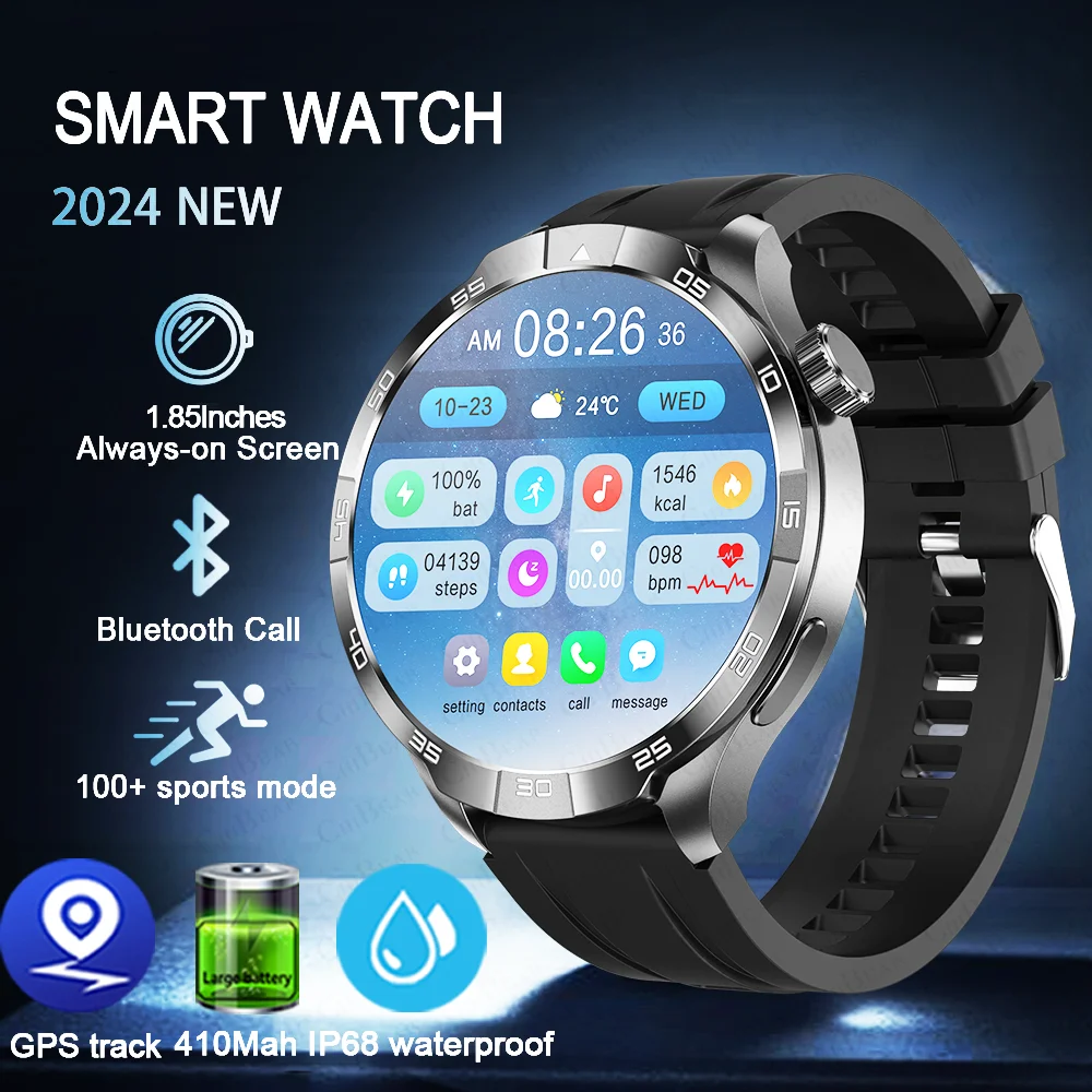 2024 For Huawei Xiaomi NFC Watch Men Smart Watch Men Altitude Bluetooth Call GPS AMOLED 360*360 Screen Motion Tracking Watch