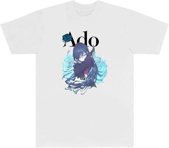 ADO Roses Pose T-Shirts Wish World Tour Merch Tee Cosplay Unisex Fashion Short Sleeve Crewneck Top
