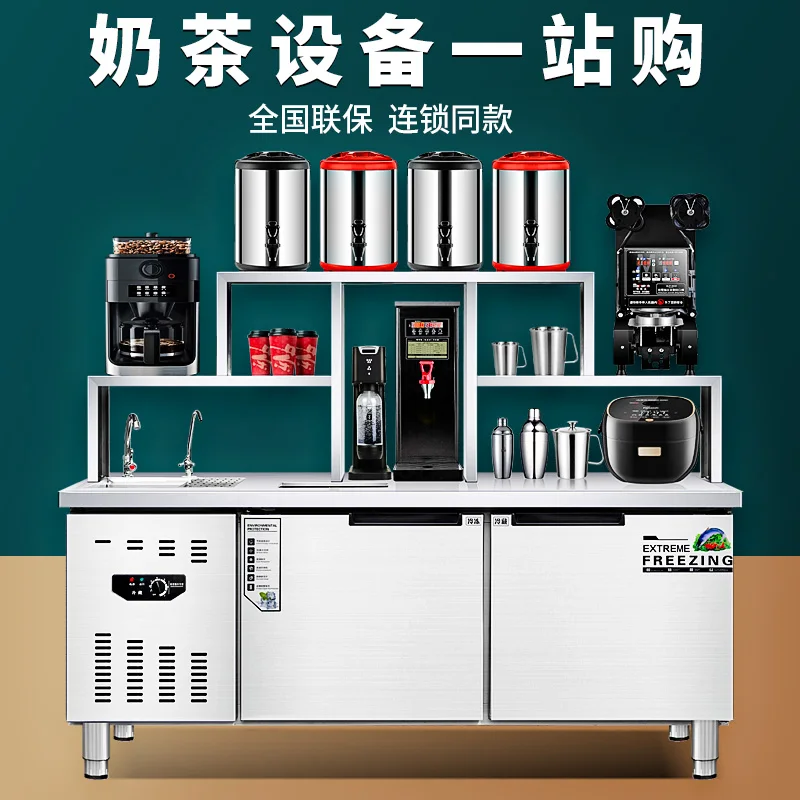 

Commercial milk tea shop equipment full set of stainless steel water bar counter workbench beverage hamburger shop