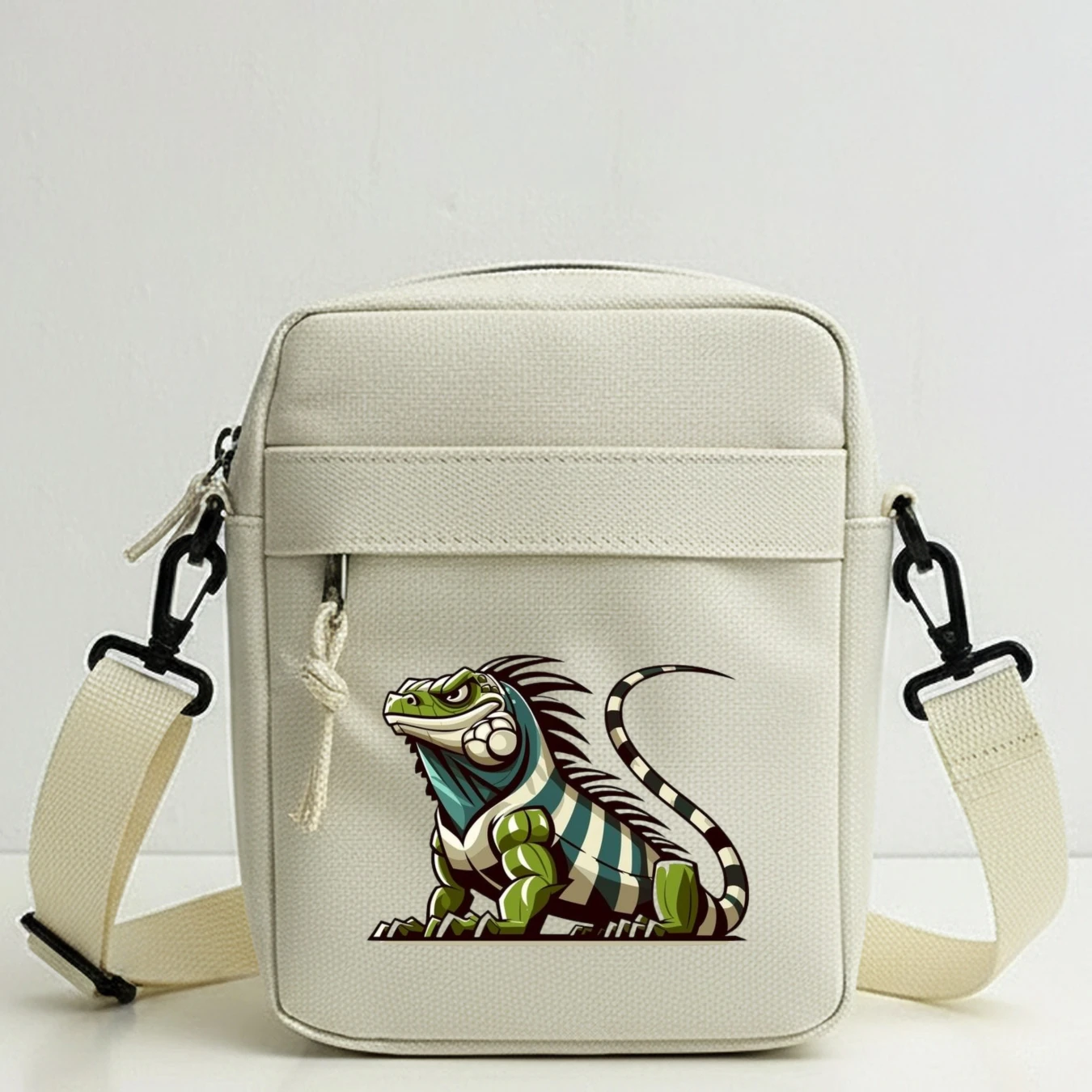 Cute Chameleon Crossbody Bag with Adjustable Strap Multi Pocket Satchel for School Party Cycling Travel Daily Use Casual Fashion