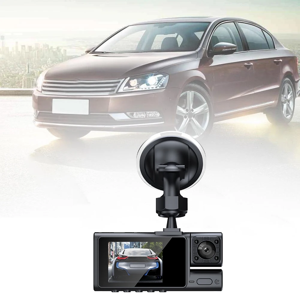 3 Channel Dash Cam Motion Detection HD 1080P Vehicle Video Recorder Front Rear Inside Camera Loops Recording 24H Parking Monitor