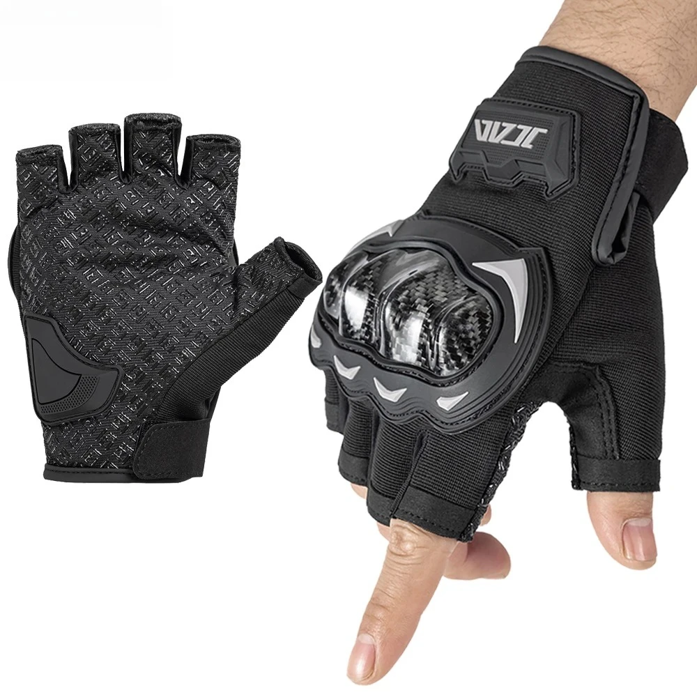 

Summer New Men's Half Finger Motorcycle Gloves Carbon Fiber Shell Protection Lady Pink Fingerless Biker Gloves for Cycling
