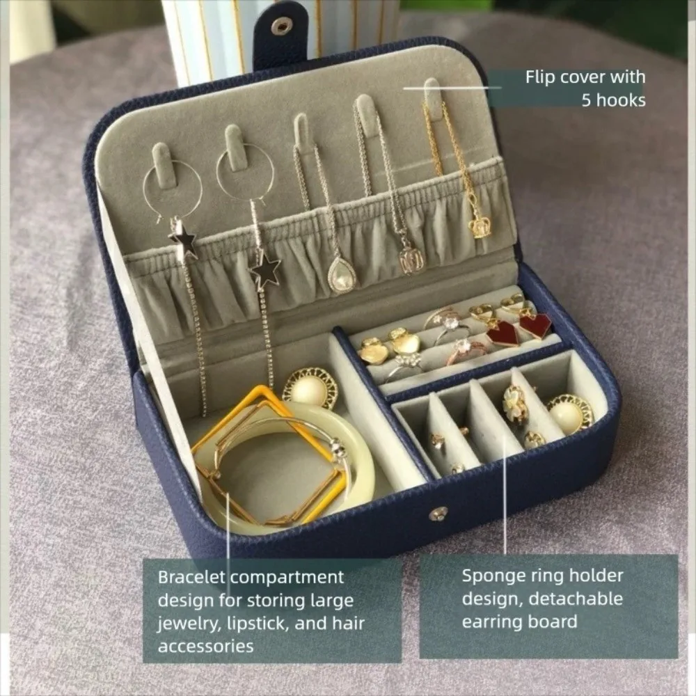 

Portable Travel Jewelry Organizer Box PU Leather Multi-functional Jewelry Storage Case Earring Container