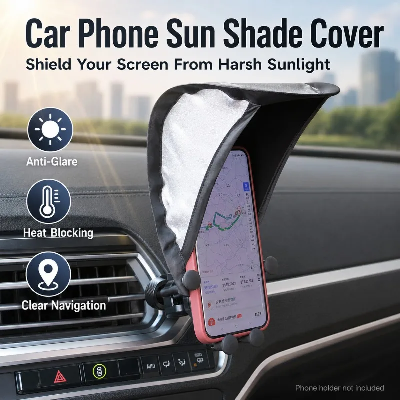 

Car Phone Sun Shade Cover Anti Glare Mobile GPS Navigation Screen Sunshade Foldable Visor for Auto Dashboard