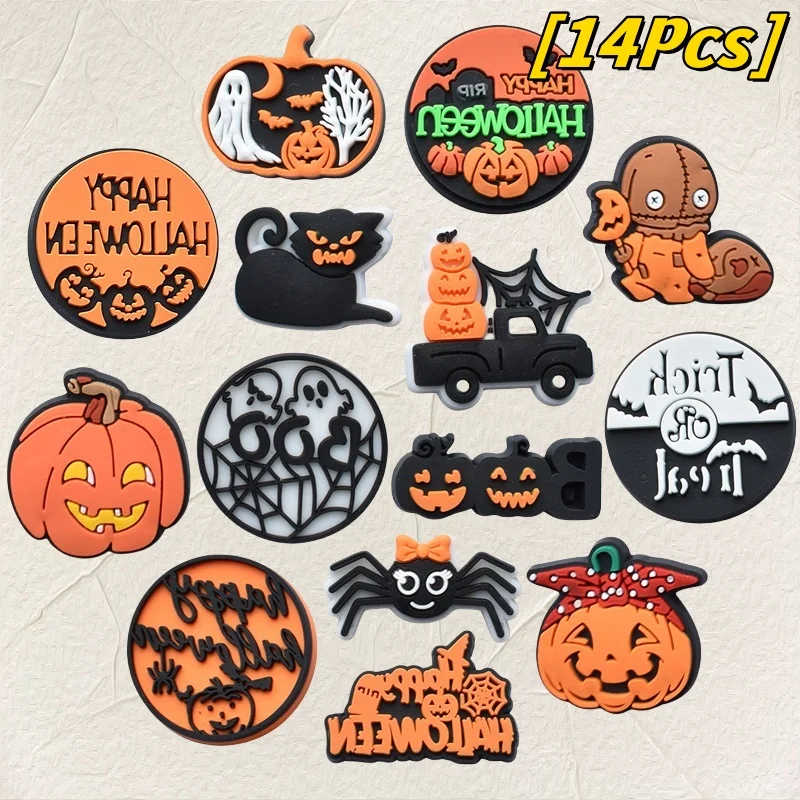 14 Uds. Feliz Halloween lindo Pin de calabaza gato de dibujos animados fantasma esmalte Pin broche solapa pin chaquetas bolsa insignia joyería regalo para niños